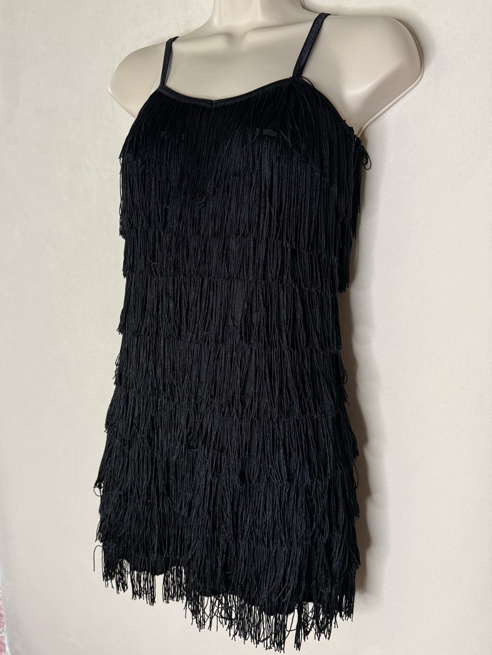Black Fringe Slip Dress